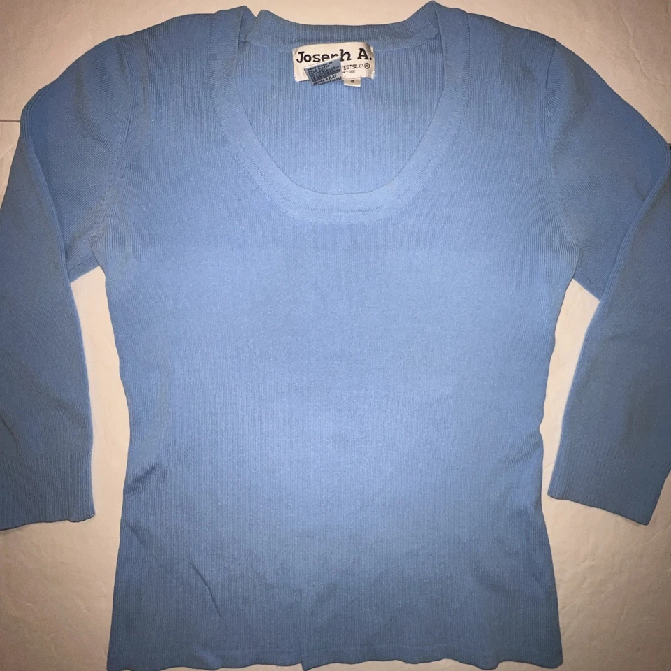 joseph a. qu'est-ce que c'estsilk? Suéter Mujer Pequeño Azul Manga 3/4 Acanalado Foto 1 de 4