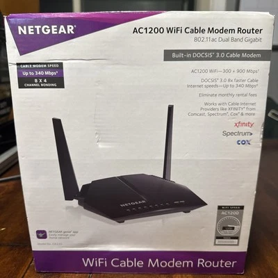 NETGEAR AC1200 WiFi Cable Modem Router Model C6220 802.11ac Dual Band Gigabit - Image 1 of 4