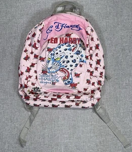 Rare Vintage Y2K Ed Hardy All Over Rose Print Leopard Graphic Backpack Bag 17” 2000s - Bild 1 von 8