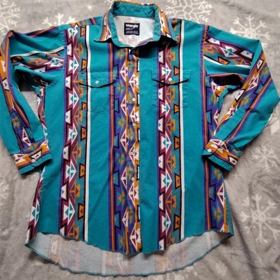 Men's Vtg WRANGLER Cowboy Cut X Long Tails Single Needle Shirt USA Sz 16.5 x34 - Image 1 of 4