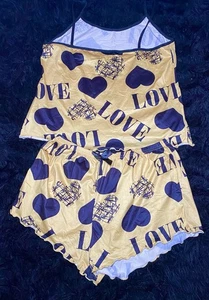 Women Silk Satin Pajamas Sexy-Lingerie Sleepwear Babydoll  Nightwear Set Of 2 XL - Picture 1 of 6