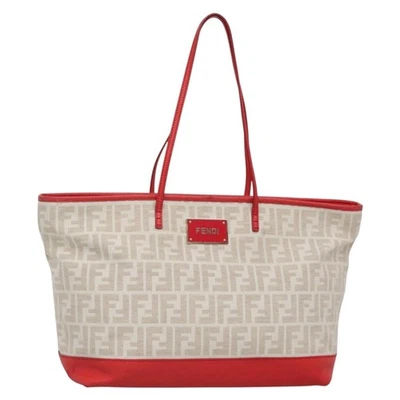 FENDI Zucca Canvas Tote Bag PVC White Gold Auth 142189 - Image 1 of 4