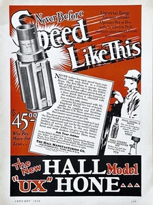 1930 Ad The Hall Mfg Co Toledo OH The New Model "UX" Auto Cylinder Hone - Picture 1 of 1