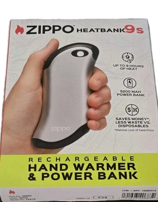 Banco de energía recargable Zippo Silver HeatBank 9s calentador de manos caza camping 🏕 Foto 1 de 3