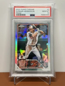 2023 Topps Chrome Prism Refractor #2 Gunnar Henderson Orioles RC Rookie PSA 10 - Picture 1 of 2