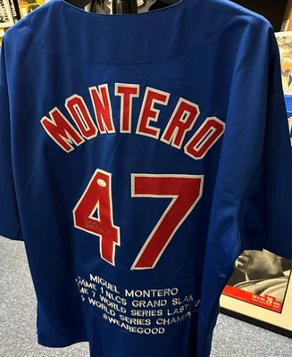 Miguel Montero Autographed Chicago Cubs Replica Stats Jersey JSA - Image 1 of 4