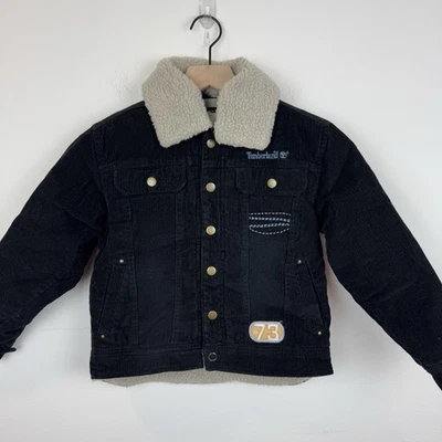 Timberland Boy's Black Trucker Corduroy Sherpa Lined Jacket Kid’s Size 6 Barn - Image 1 of 4
