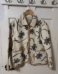 Appleseed’s Quilted Jacket Button Up Green Botanical Floral Small - Picture 1 of 4
