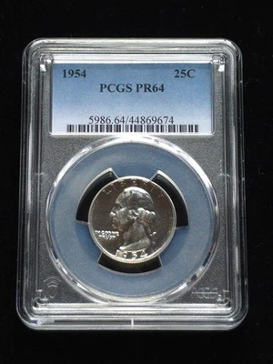1954 Washington Silver Quarter PCGS Graded PR64 #44869674 - Image 1 of 4