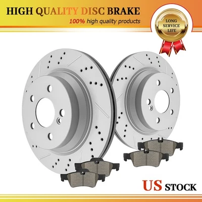 Rotores de freno traseros 11,81" + pastillas de cerámica para Mercedes-Benz E320 E350 E500 CLS550 Foto 1 de 4