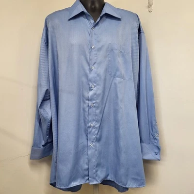 Bruno Conte Dress Shirt Mens Size 19-36/37 Blue French Cuff Single Needle Tailor - Image 1 of 4