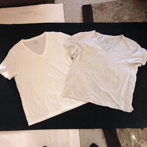 2 WOMENS BOMBAS 100% PERUVIAN COTTON SHORT SLEEVE SHIRTS WHITE / GRAY SIZE XL - Picture 1 of 5