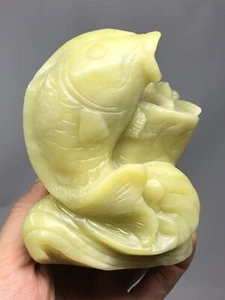 Escultura tallada de pez koi de la suerte 1 libra ¡8,0 oz! China S4 artesanal - Imagen 1 de 12