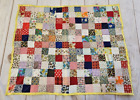 Vintage Small Patchwork Quilt Handmade Trim Colorful Granny 22"x28" Farmhouse