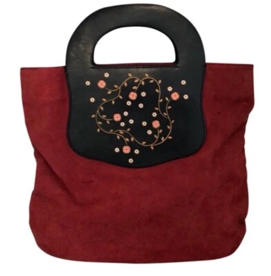 DKNY VINTAGE DARK RED RUST COLORED SUEDE PURSE 17 X15 Vintage  - Image 1 of 4