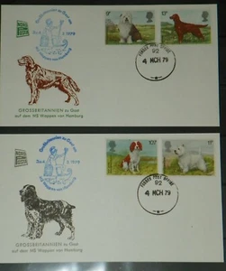 2 Vtg ERSTTASGSTEMPEL Great Brittain Grossbritannien FIRST DAY STAMP 1979 DOGS - Picture 1 of 6