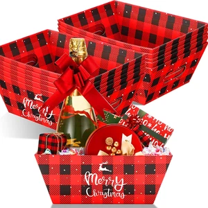 24 Pcs Christmas Baskets for Gifts 10 X 8 Inch Empty Basket with Handle Christma - Picture 1 of 12