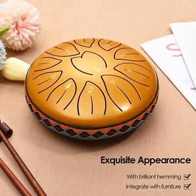 COULEEUR 6" Stahlzungen Trommel Handpan 11 Töne C-Dur Steel Tongue Drum Zungen Trommel