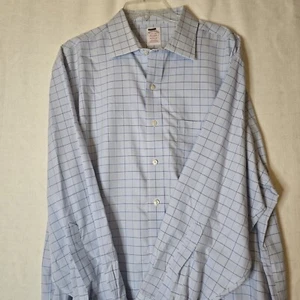 Brooks Brothers blau kariertes MADISON Herrenhemd 171/2 - 33 100 % Baumwolle - Bild 1 von 7