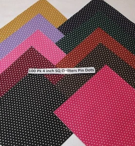 100 4" Cotton Quilting Fabric Squares Charm Pack Pre Cut Pin Dot - Picture 1 of 1