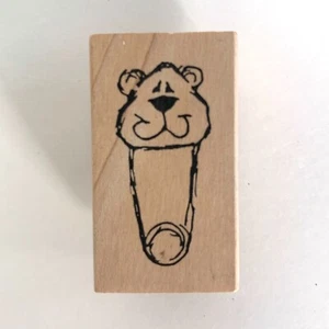 Stamps By Judith Wood Mount Red Rubber Stamp C-94 BEAR DIAPER PIN - Picture 1 of 3