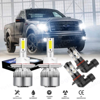 Para Ford F-150 2004-2014 8000K Faro LED Alto/Bajo + Luz Antiniebla 4 Bombillas Kit COB Foto 1 de 4