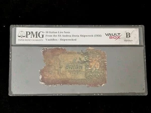 50 Italian Lire Note VaultBox-Shipwrecked SS Andrea Doria, PMG, Grade B - Picture 1 of 2