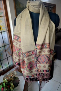 camel HANDWOVEN Himalyan Stole~100% Cashmere Pashmina ~ Kullu Jamawar ~11 Design - Picture 1 of 6