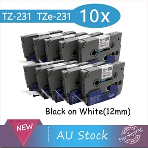 10 Label Tape for Brother TZ-231 TZe-231 P-Touch Black On White 12mm PT-1010 900 - Picture 1 of 1