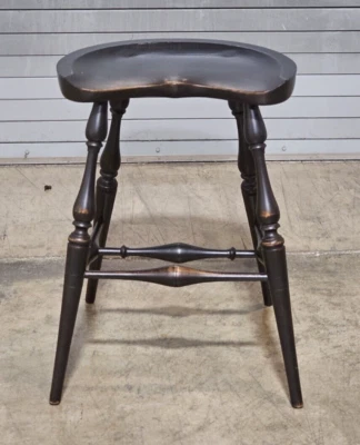 BLACK WINDSOR Chair Saddle Seat Stool made by Antiquities in Wisconsin - Image 1 of 4