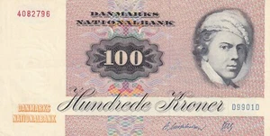 Denmark, 100 Kroner, 1972/1993, p51 , Serial Number: D9901D - Picture 1 of 2