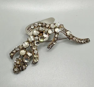 Vintage Vogue Sterling Silver Lizard Figural Rhinestone Large Brooch EXTRA RARE - Picture 1 of 16