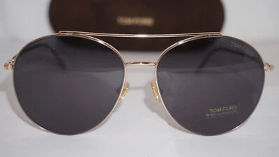 Nuevas gafas de sol TOM FORD Cleo Aviator redondas doradas azules TF757 28A 59 16 140 Foto 1 de 4