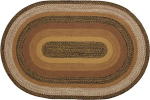 Eco-Friendly Braided Oval Rug Country Caramel Brown w/ Non-Slip Pad Kettle Grove - Picture 1 of 29