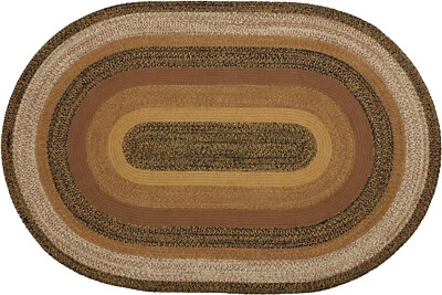 Eco-Friendly Braided Oval Rug Country Caramel Brown Non-Slip Kettle Grove - Image 1 of 4