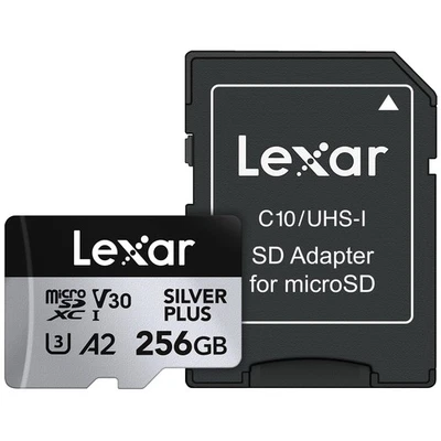 256GB Professional Silver Plus Micro SD Card, UHS-I, C10, U3, V30, Full HD & ... - Image 1 of 4