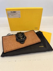 Authentische Fendi lange Geldbörse mit Schnalle 8M0032 Lammleder & Lackleder braun/schwarz - Bild 1 von 19