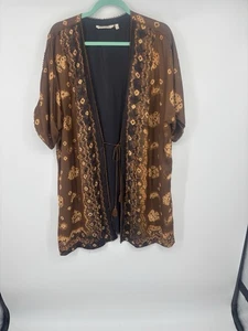 Cárdigan informal Soft Surroundings Kimono Geométrico Talla L Plumero Top Boho - Imagen 1 de 7