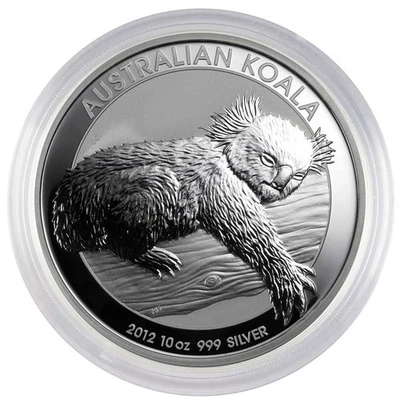 Moneda de plata australiana 2012-P de 10 dólares koala de 10 oz .999 BU en cápsula Foto 1 de 2