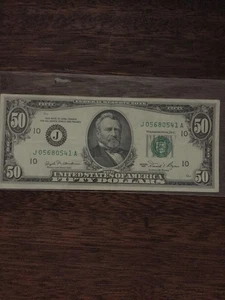 1981 50$ BILL-FEDERAL RESERVE NOTE-KANSAS CITY DISTRICT J #10 - Picture 1 of 6