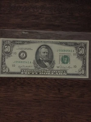 1981 50$ BILL-FEDERAL RESERVE NOTE-KANSAS CITY DISTRICT J #10 - Image 1 of 4