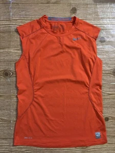 Nike Pro Combat Orange Dri-Fit Fitted Sleeveless Shirt Men's Size Medium - Picture 1 of 14