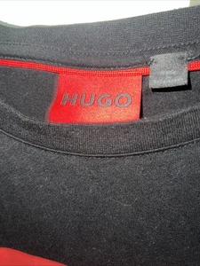 Men’s L Black/Red Hugo Box Logo T-Shirt Shirt T - Picture 1 of 5