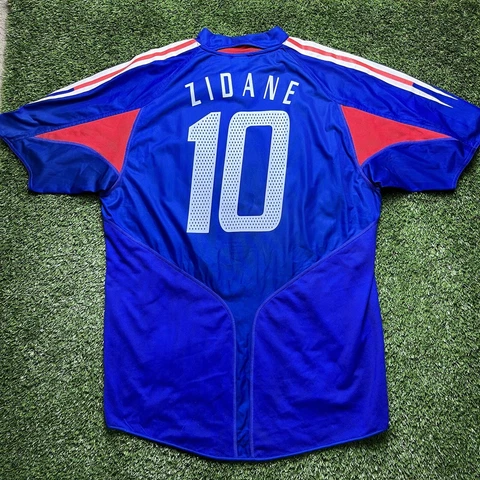 2004 France Zidane Jersey Shirt Kit Home Blue Adidas 10 Large L Euro Cover