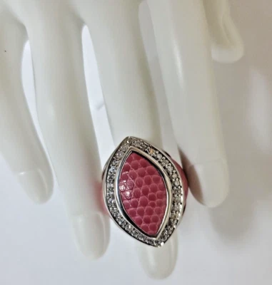 Anillo LAUREN G.ADAMS Plata de Ley 925 Rosa Cristal Piedra Talla 7 NUEVO Foto 1 de 4