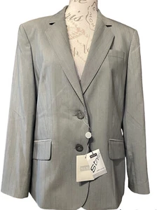 NEXT NWT UK 14 Light Grey fine Stripe Jacket With Stretch For Comfort - Picture 1 of 13