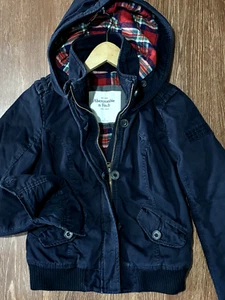 Abercrombie & Fitch Herren blau Kapuze Buffalo kariert gefüttert Militär Mantel Jacke S - Bild 1 von 11