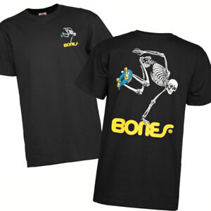 Bones Skateboard Skeleton Skate Powell Peralta T-Shirt Black Skull OG S L XL XXL