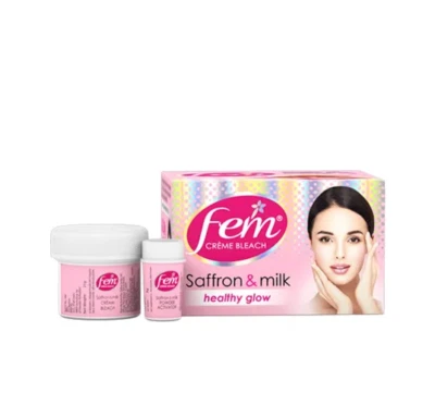 Dabur Fem Creme Bleach SAFFRON & MILK Healthy Glow 8Gm/24Gm/64Gm-Female Face- FS - Image 1 of 3
