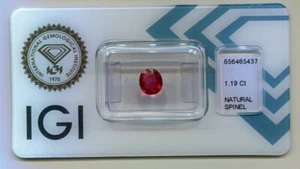 IGI Certified 1.19 carat Rare Natural Purplish Red Faceted Spinel Oval Mixed Cut - Picture 1 of 17